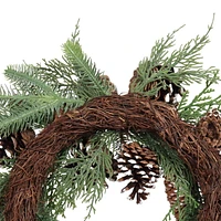 Holiday Time 12" Unlit Pine Christmas Wreath - Green, 12 inch Pinecone Wreath, no assembly required