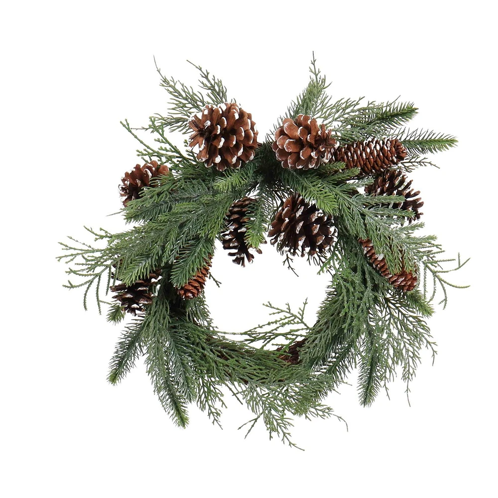 Holiday Time 12" Unlit Pine Christmas Wreath - Green, 12 inch Pinecone Wreath, no assembly required