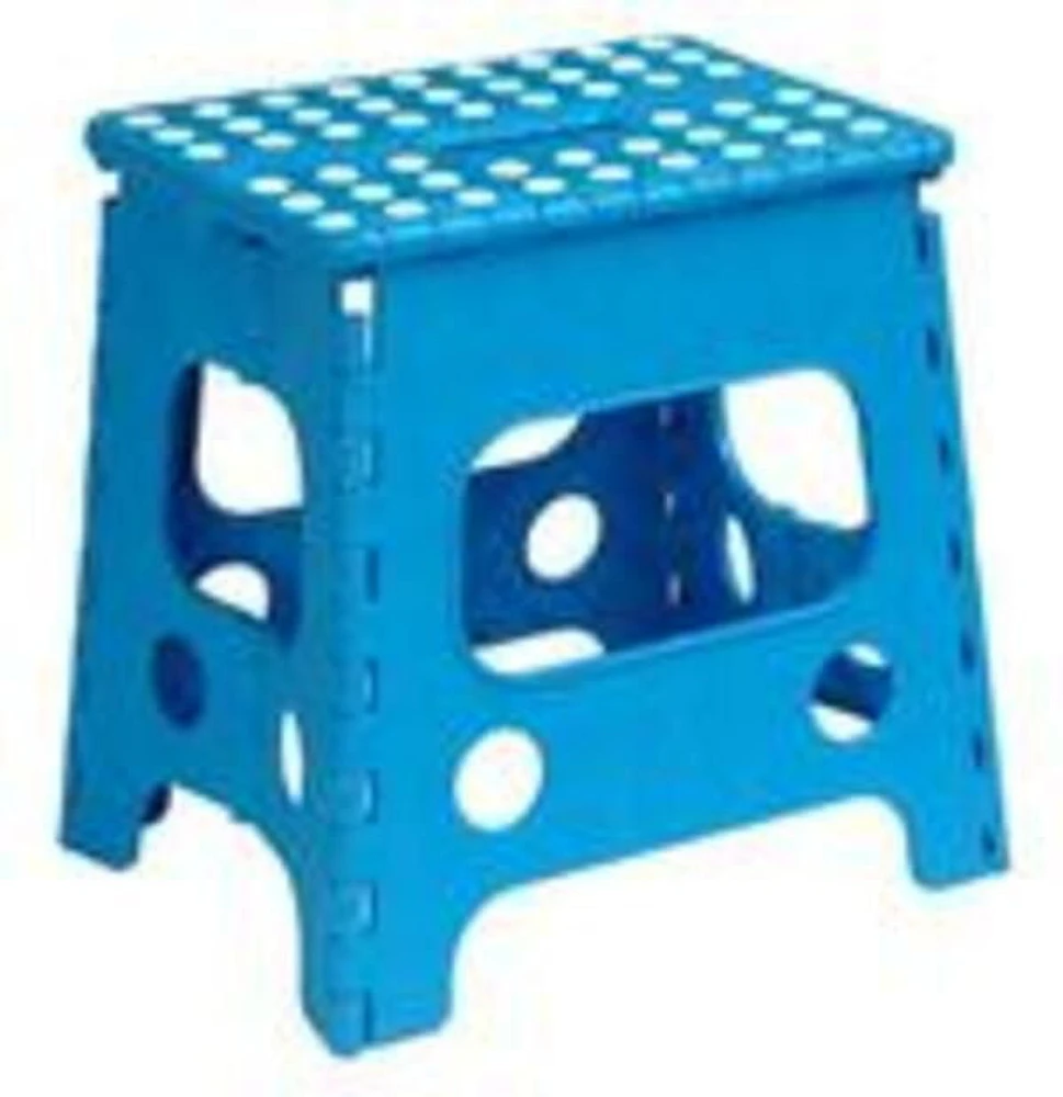 Superio Folding Step-Stool 13 Inch (Blue), Anti Slip Dots - Kid, Toddler, Adult and Seniors Step Stools