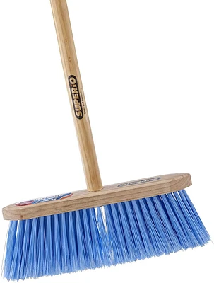 Superio Kitchen Broom - USA Wood Handle, Fine Premium Blue Bristles - Heavy Duty Household Broom - Easy Swiping Dust and Wisp, Home, Kitchen, Lobby, Floors and Corners.