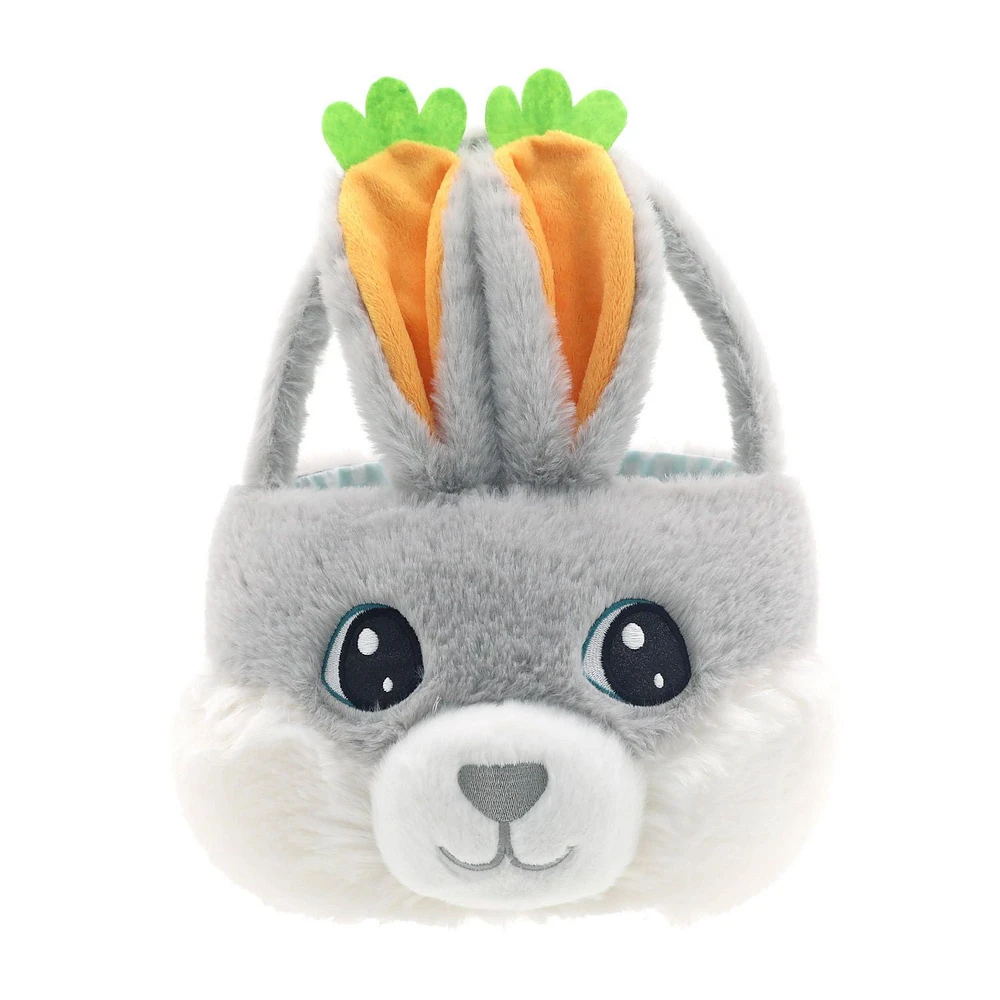 Way To Celebrate Chubby Cheek Plush Basket, Grey