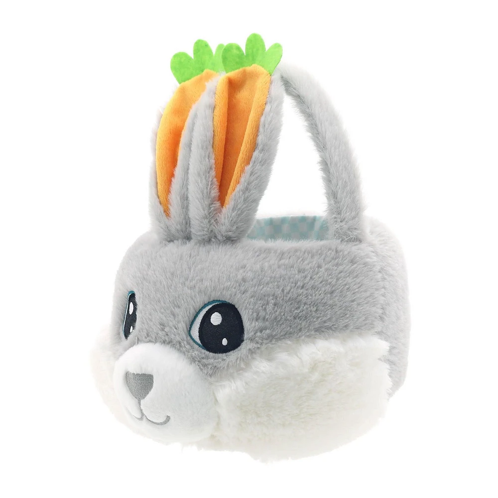 Way To Celebrate Chubby Cheek Plush Basket, Grey