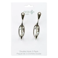 Era Double Hook 2-Pack Nickel, 3.25 x 0.75 x 2.25 in.