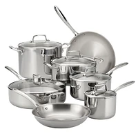 Tramontina TriPly Clad 12 Pc Stainless Steel Cookware Set with Glass Lids