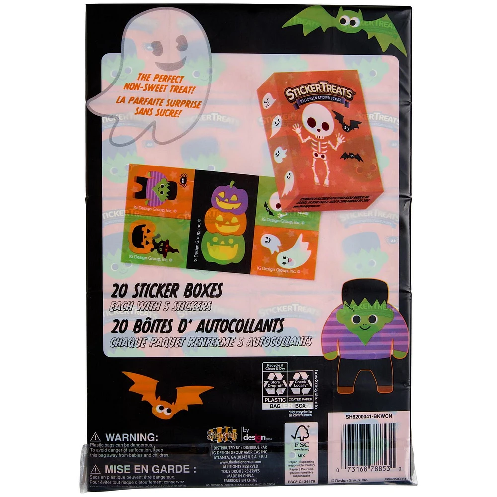 20CT Sticker Treat Boxes - Skeleton