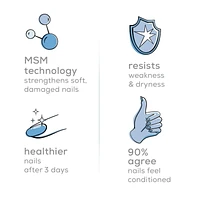 soin fortifiant avancé pour les ongles essie hard to resist advanced, formule végétalienne exempte de 8 ingrédients nocifs avec technologie enrichie de MSM, transparent, 13,5 ml Cette formule teintée transparente renforce les ongles mous et abîmés tout en rendant les ongles visiblement plus sains après 3 jours