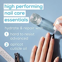 soin fortifiant avancé pour les ongles essie hard to resist advanced, formule végétalienne exempte de 8 ingrédients nocifs avec technologie enrichie de MSM, transparent, 13,5 ml Cette formule teintée transparente renforce les ongles mous et abîmés tout en rendant les ongles visiblement plus sains après 3 jours