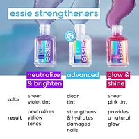 soin fortifiant avancé pour les ongles essie hard to resist advanced, formule végétalienne exempte de 8 ingrédients nocifs avec technologie enrichie de MSM, transparent, 13,5 ml Cette formule teintée transparente renforce les ongles mous et abîmés tout en rendant les ongles visiblement plus sains après 3 jours