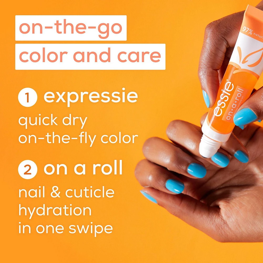 essie nail and cuticle care on a roll apricot roller ball, 13.5 ml, nail & cuticle oil care