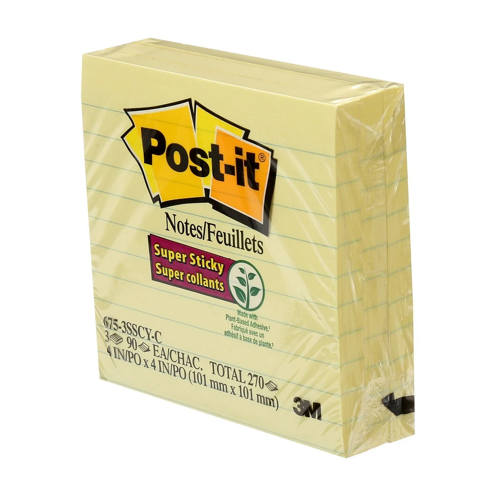 Post-it® Super Sticky Notes 675-3SSCY-C SS, Yellow, Post-it® Super Sticky Note, C