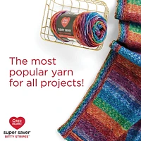 Red Heart® Super Saver® Bitty Stripes™ Yarn, Acrylic #4 Medium, 10oz/283g, 515 Yards