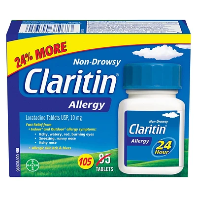 Claritin Allergy Medicine - 24 Hour Non-Drowsy Allergy Medication, Loratadine Antihistamine Pills For Allergy Relief, Bonus Pack