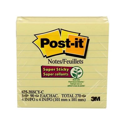 Post-it® Super Sticky Notes 675-3SSCY-C SS, Yellow, Post-it® Super Sticky Note, C