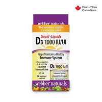 Webber Naturals® Vitamin D3 Liquid, 1000 IU, 25 mL liquid