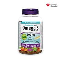 Webber Naturals® Omega-3 Mini Easy Swallow, 300 mg, 180 Clear Enteric Softgels