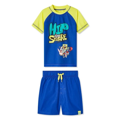 SpongeBob SquarePants Boys' Rash Guard 2-Piece Set, Sizes XS-L
