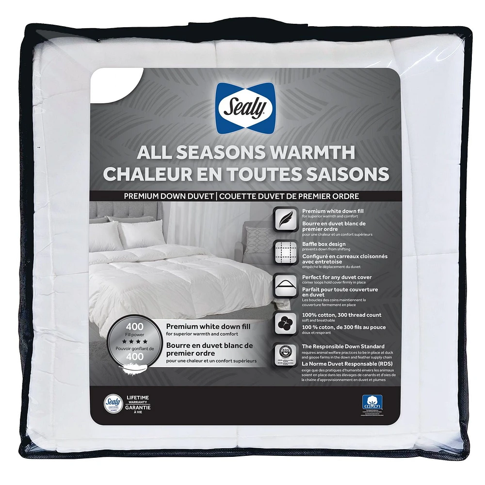 Sealy All Season Down Duvet, Duvet Cover