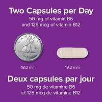 Webber Naturals® Vitamin B6 + B12 with Folic Acid, 50 mg/125 mcg, 120 Capsules, Bonus 33% more,