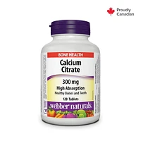 Webber Naturals Citrate de Calcium, Forte Absorption, 300 mg 120 comprimés