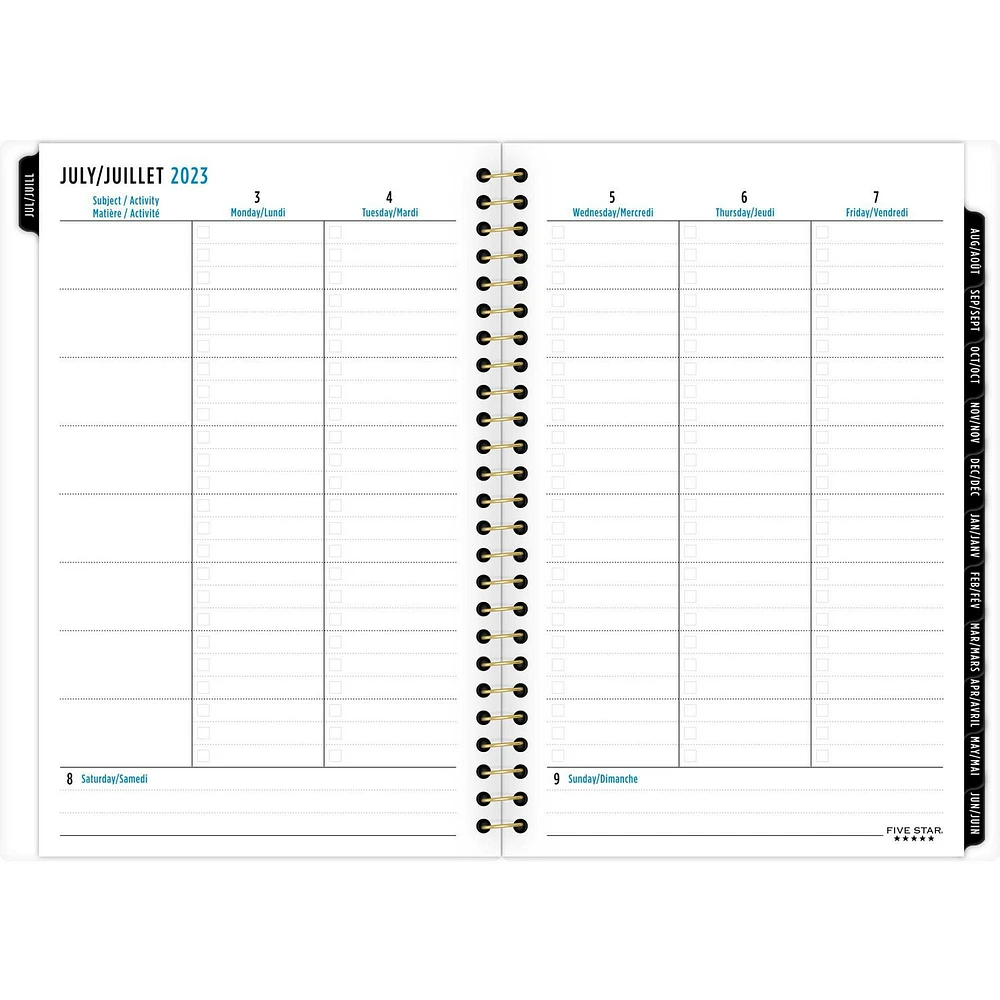 Five Star® Metallic Gold Accents Small Planner, Weekly/Monthly Planner