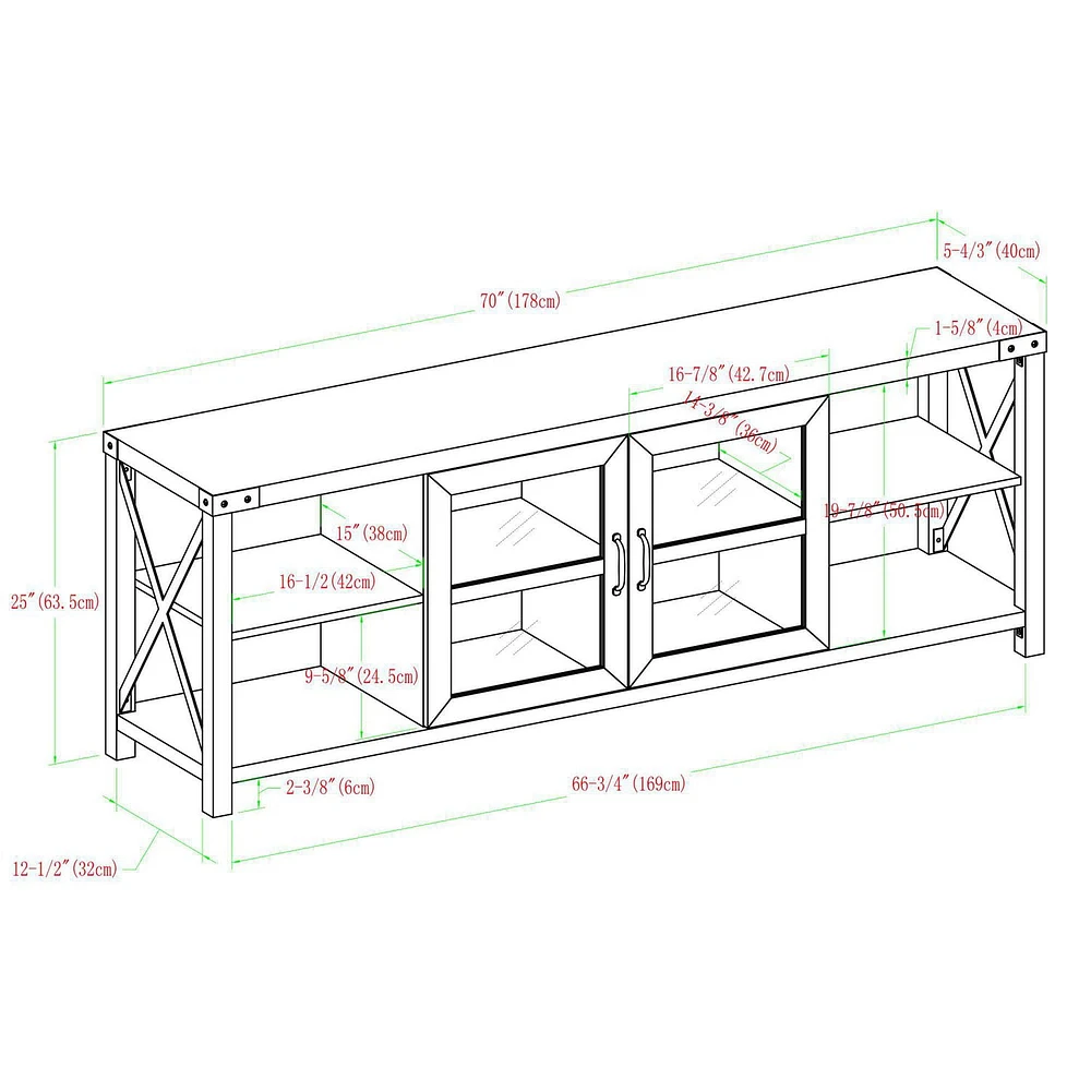 Modern Farmhouse Metal X TV Stand for TV's up to 78" - Reclaimed Barnwood