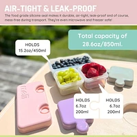 melii 2 Pack Puzzle Bento Box Container for Kids, 3 Compartments