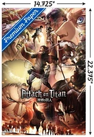 Attack on Titan: Season 3 – Key Art 22.375" x 34" Wall Poster with Beechwood Magnetic Frame, by Trends International