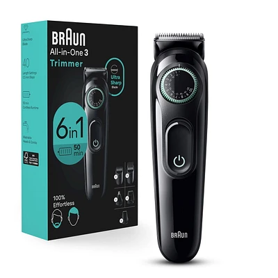 Braun All-In-One Style Kit Series 3 3460, 6-in-1 Trimmer for Men with Beard Trimmer, Ear & Nose Trimmer, Hair Clippers & More, 1 CT