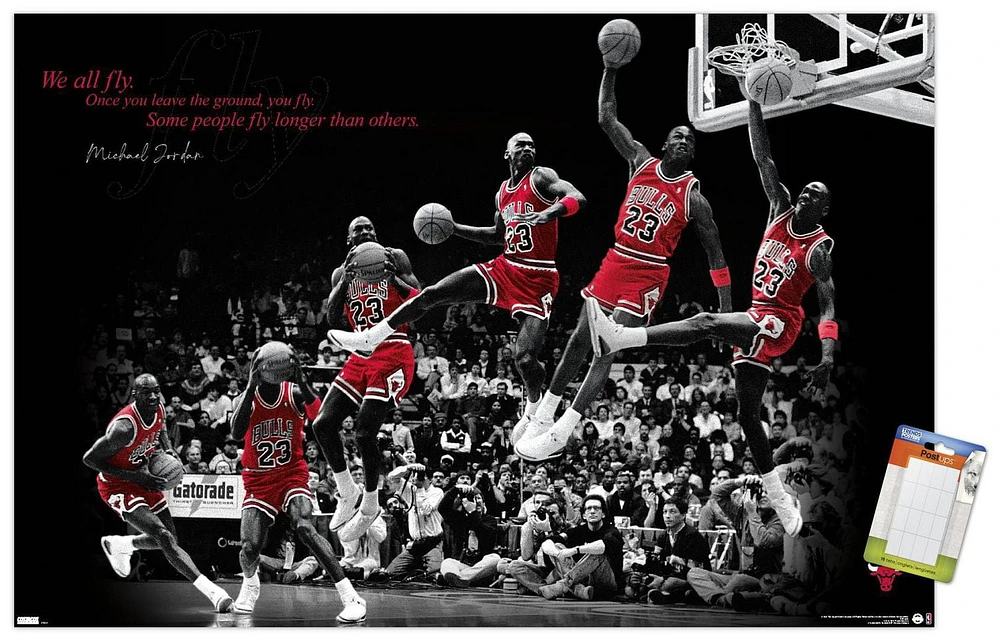 Michael Jordan - Fly 14.725" x 22.375" Wall Poster with Poster Mounts, by Trends International