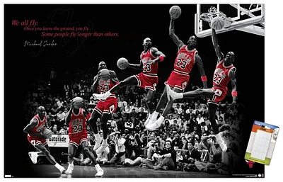 Michael Jordan - Fly 14.725" x 22.375" Wall Poster with Poster Mounts, by Trends International