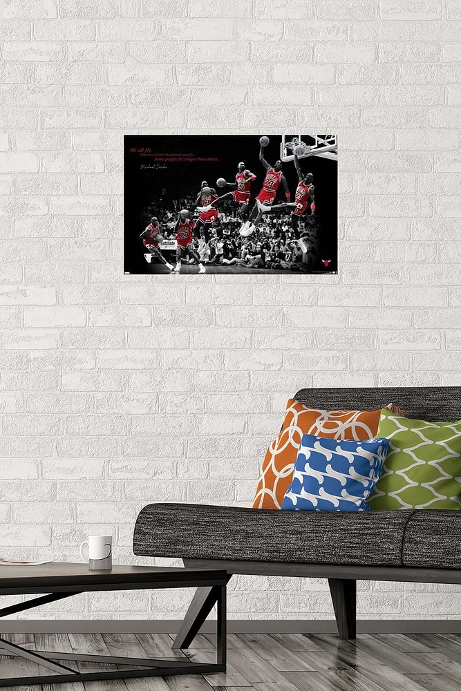 Michael Jordan - Fly 14.725" x 22.375" Wall Poster with Poster Mounts, by Trends International