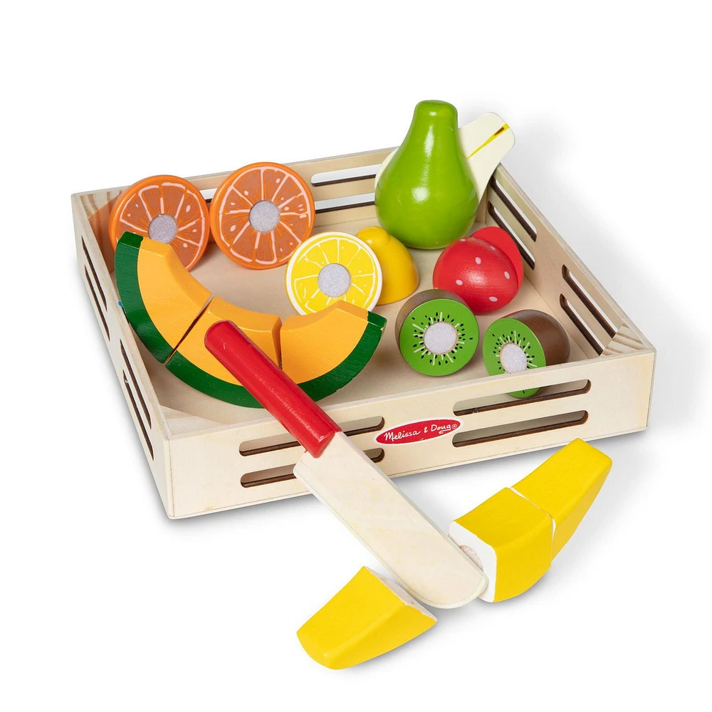 Melissa & Doug Cutting Fruit Set - Wooden Play Food Kitchen Accessory, Multi, Cutting Fruit