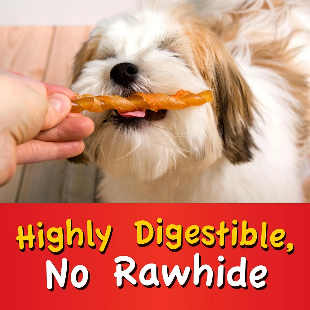 Friandises pour chiens Hartz Oinkies enveloppées de poulet et de torsades en peau de porc paquet de 16