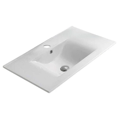 American Imaginations 23.8-in. W 18.2-in. D Ceramic Top In White Color For 1 Hole Faucet AI-28595