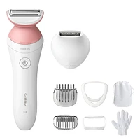 Rechargeable rasoir électrique sans fil pour femmes Philips Lady Shaver Series 6000, pour peau sèche ou humide, 7 accessoires