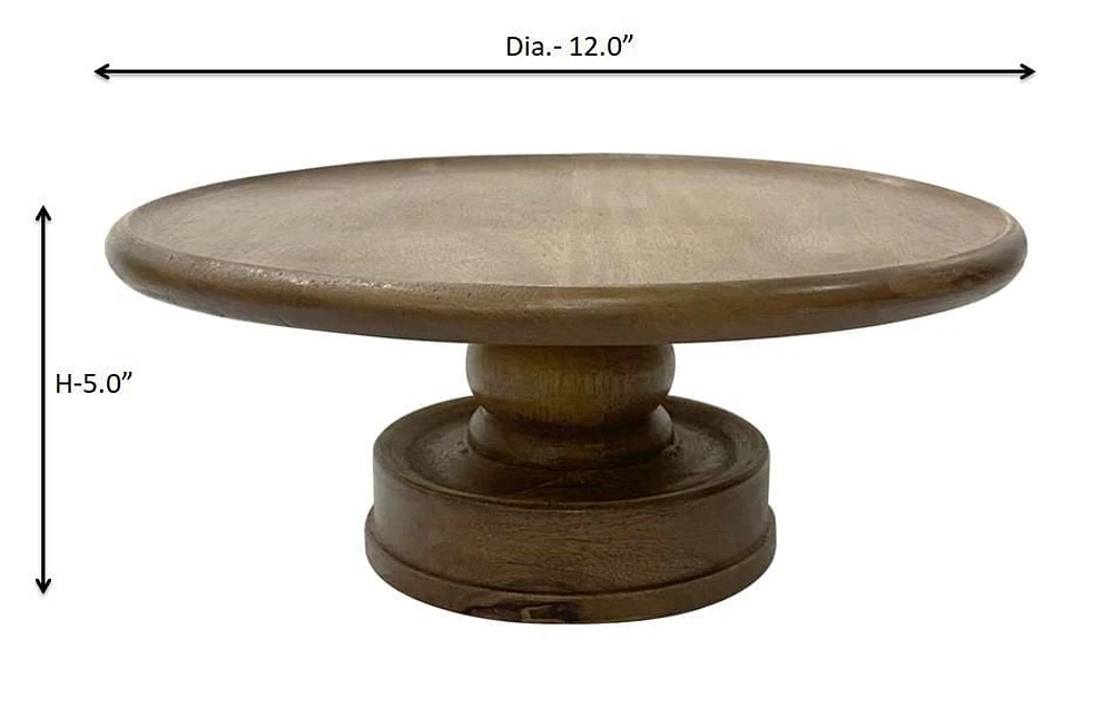 FRAÎCHE Holiday Mango Wood Cake Stand, 12-in