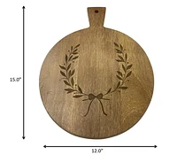 FRAÎCHE Holiday Mango Wood Round Serving Board, Serving Board