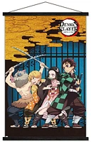 Demon Slayer – Group Art 22.375" x 34" Wall Poster with Beechwood Magnetic Frame