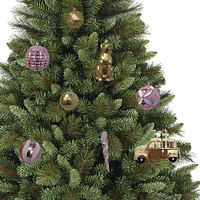 Holiday Time Christmas Ornament Set, Pink , White, and Gold, 70 Count