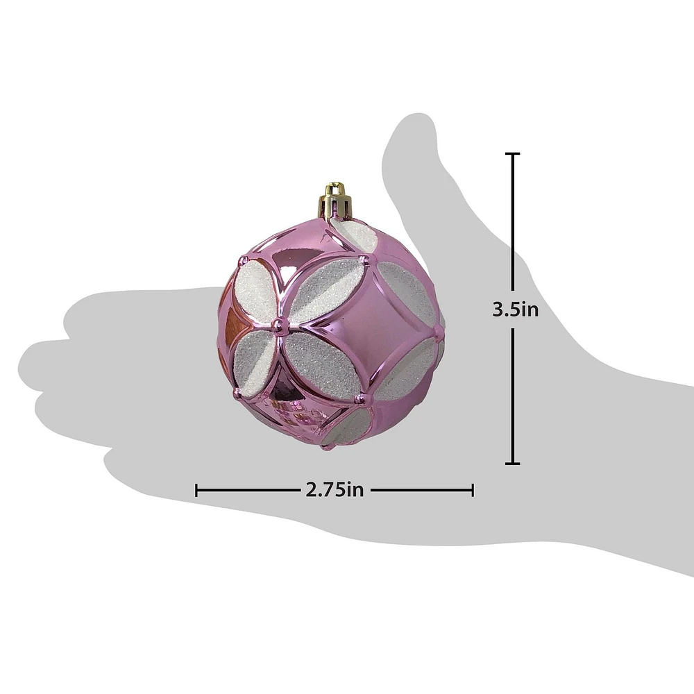 Holiday Time Christmas Ornament Set, Pink , White, and Gold, 70 Count