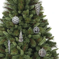 Holiday Time Christmas Ornament Set, Silver and White, 70 Count