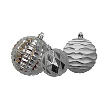 Holiday Time Christmas Ornament Set, Silver and White, 70 Count