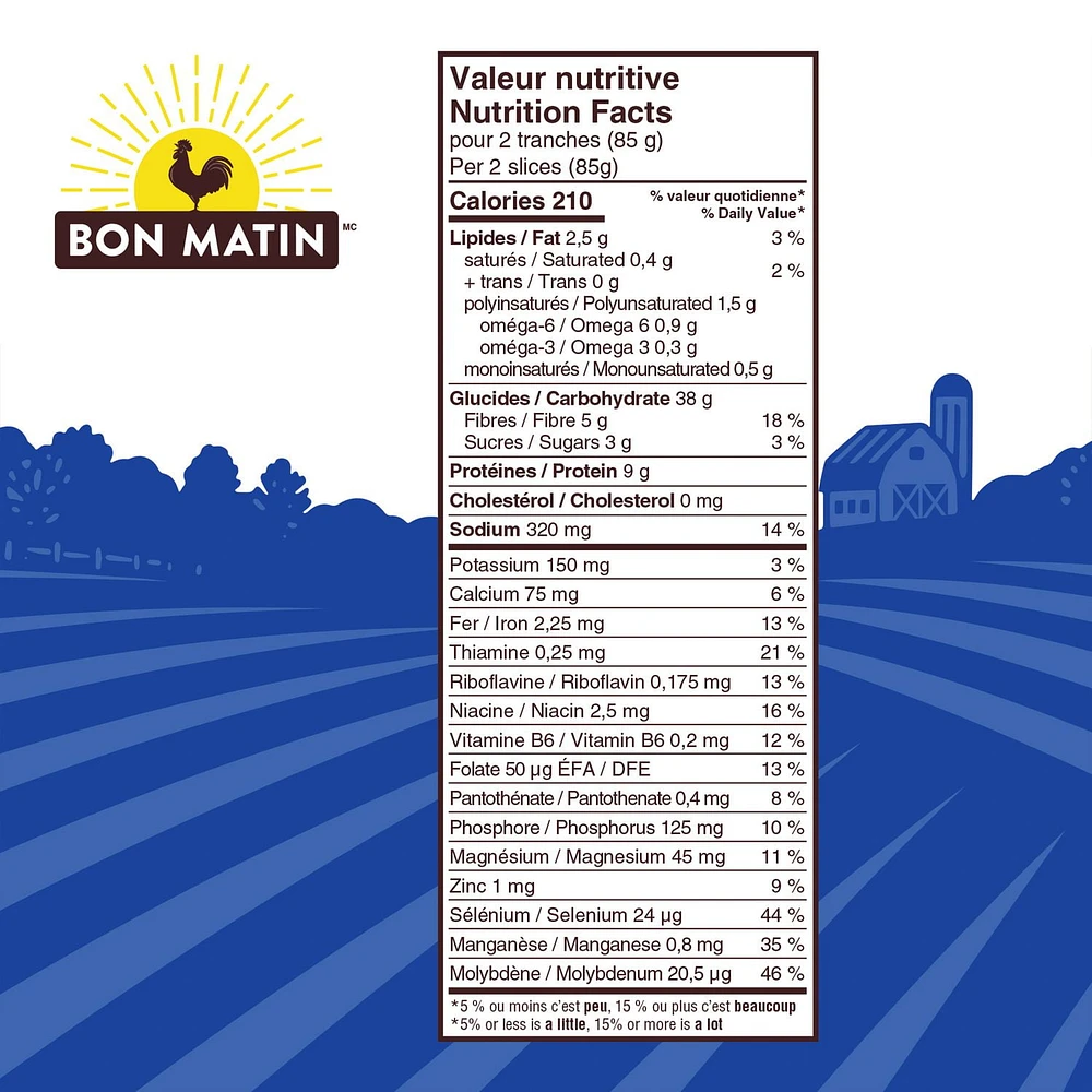 Bon Matin™  14 Grain Sliced Bread, 595 g