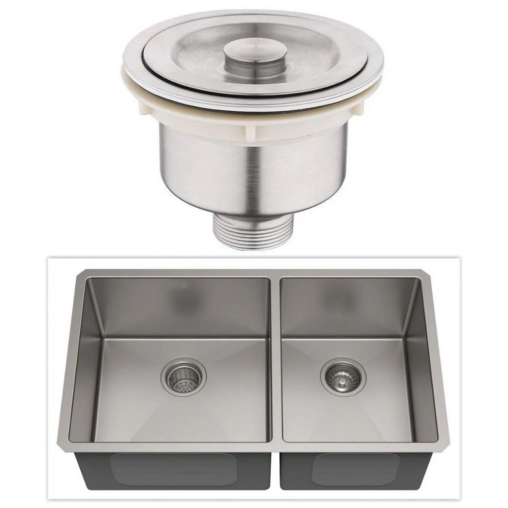 American Imaginations 29-in. W Undermount Brushed Nickel Kitchen Sink Set For Wall Mount Drilling - Strainer Included AI-29407