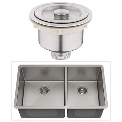 American Imaginations 29-in. W Undermount Brushed Nickel Kitchen Sink Set For Wall Mount Drilling - Strainer Included AI-29407