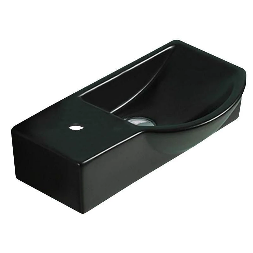 American Imaginations 14.7-in. W Above Counter Black Bathroom Vessel Sink For 1 Hole Left Drilling AI-29421