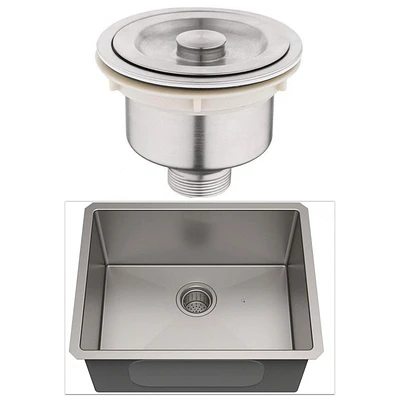 American Imaginations 23-in. W Undermount Brushed Nickel Kitchen Sink Set For Wall Mount Drilling - Strainer Included AI-29409