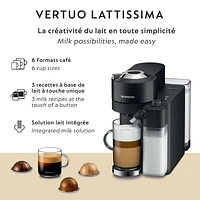 Nespresso Vertuo Lattissima Coffee and Espresso Machine by De'Longhi, Black