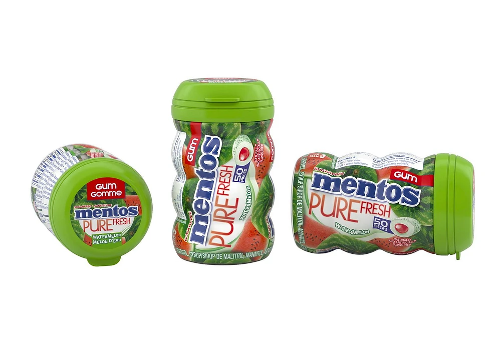 Mentos Pure Fresh Sugar-Free Chewing Gum with Xylitol, Watermelon 50 Piece Bottle