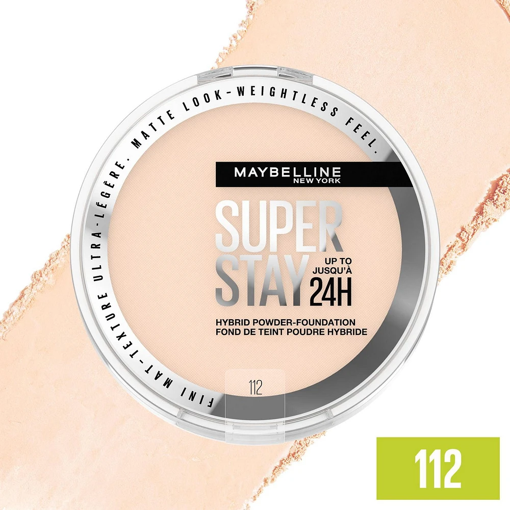 Fond de teint poudre hybride jusqu’à 24 h Super Stay de Maybelline New York, Hydrofuge, Végétalien, Matifiant, Teinte 112, 6 g Polyester #6 Super Bulky Yarn